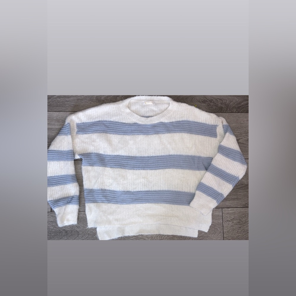 Kirundo Medium Sweater Blue White Striped Super Soft Acrylic Polyester Long Sl